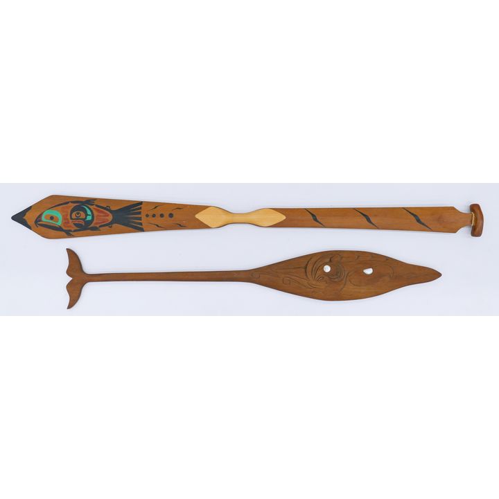 2pc Makah Carved Cedar Canoe Paddles
