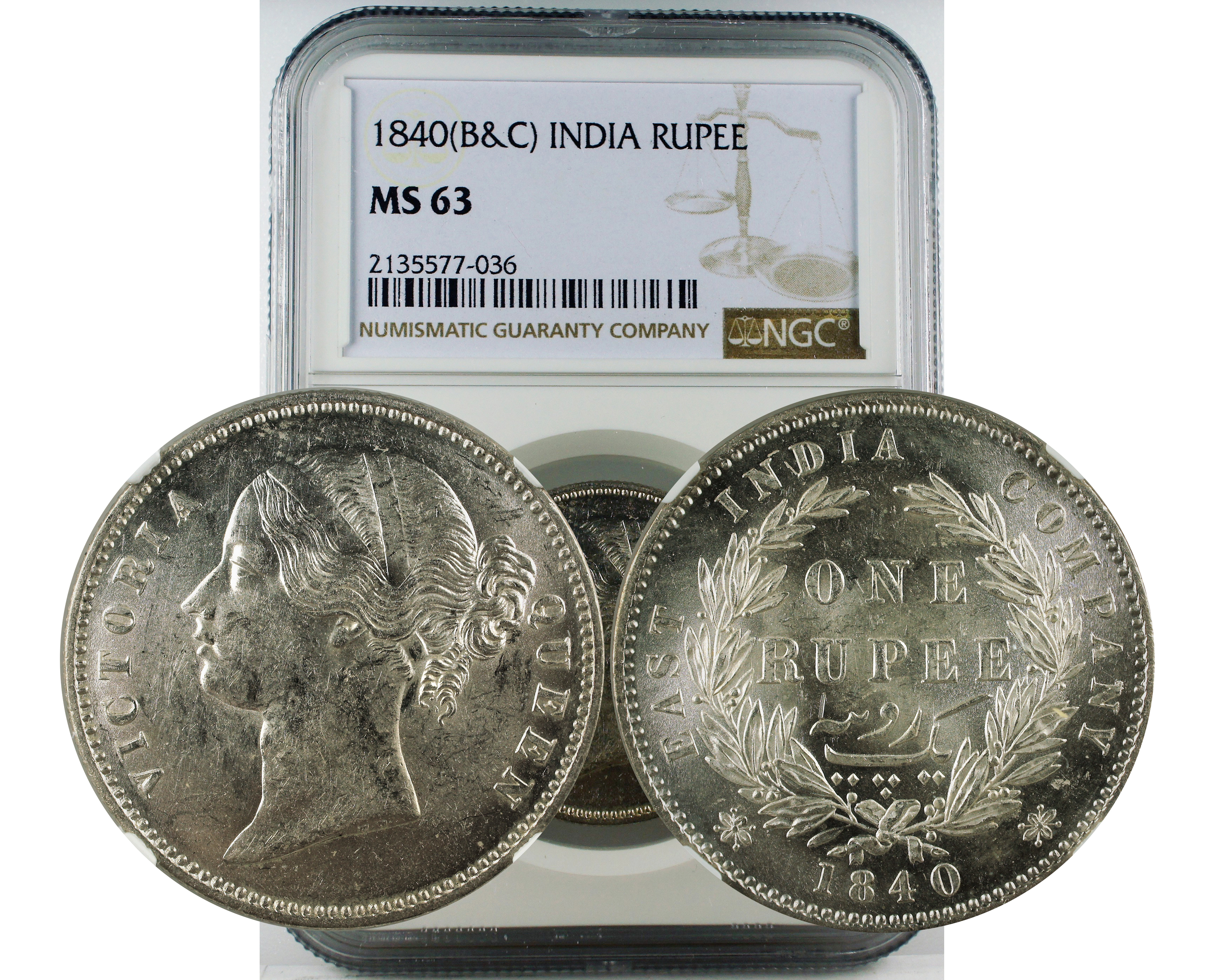 1840(B&C) INDIA RUPEE MS 63