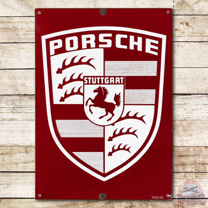 Rare Porsche Stuttgart w/ Logo Porcelain Sign TAC 9