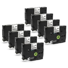 INKWAREHOUSE TZ 231 Compatible Brother Label Tape Laminated (12mmx 8m)Black On WhiteX8 | NOT TESTED