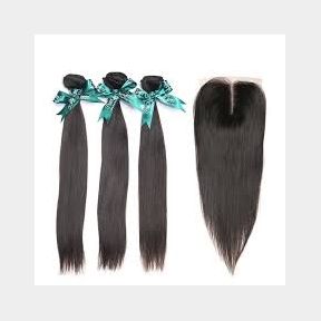 Brazilian Straight Hair Virgin Hair Weave Extensions with 4x4 Lace Closure 8A Grade - (16inch x3 12inch Closure) - 51748/14881