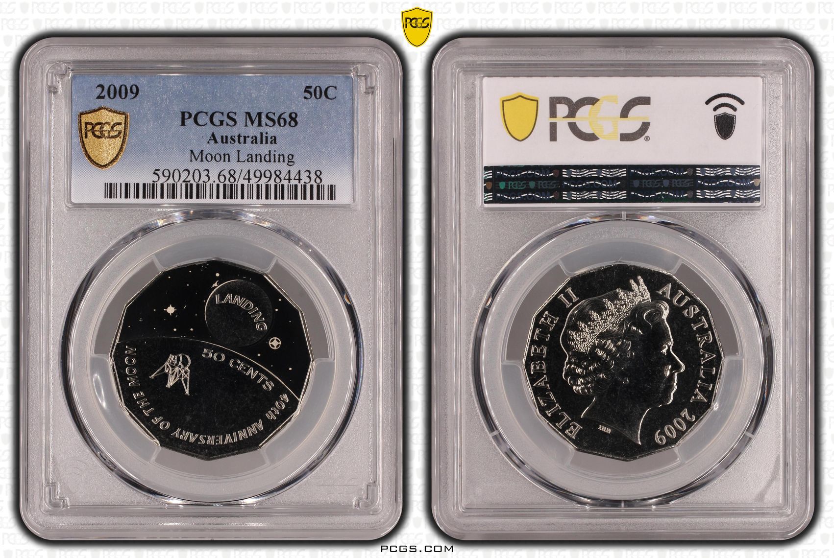 108 · Moon Landing , Fifty Cent, 2009, PCGS MS68