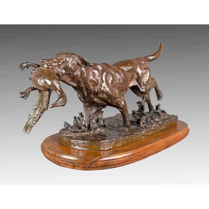 Dog with Duck by Jon Ruehle (1949- )