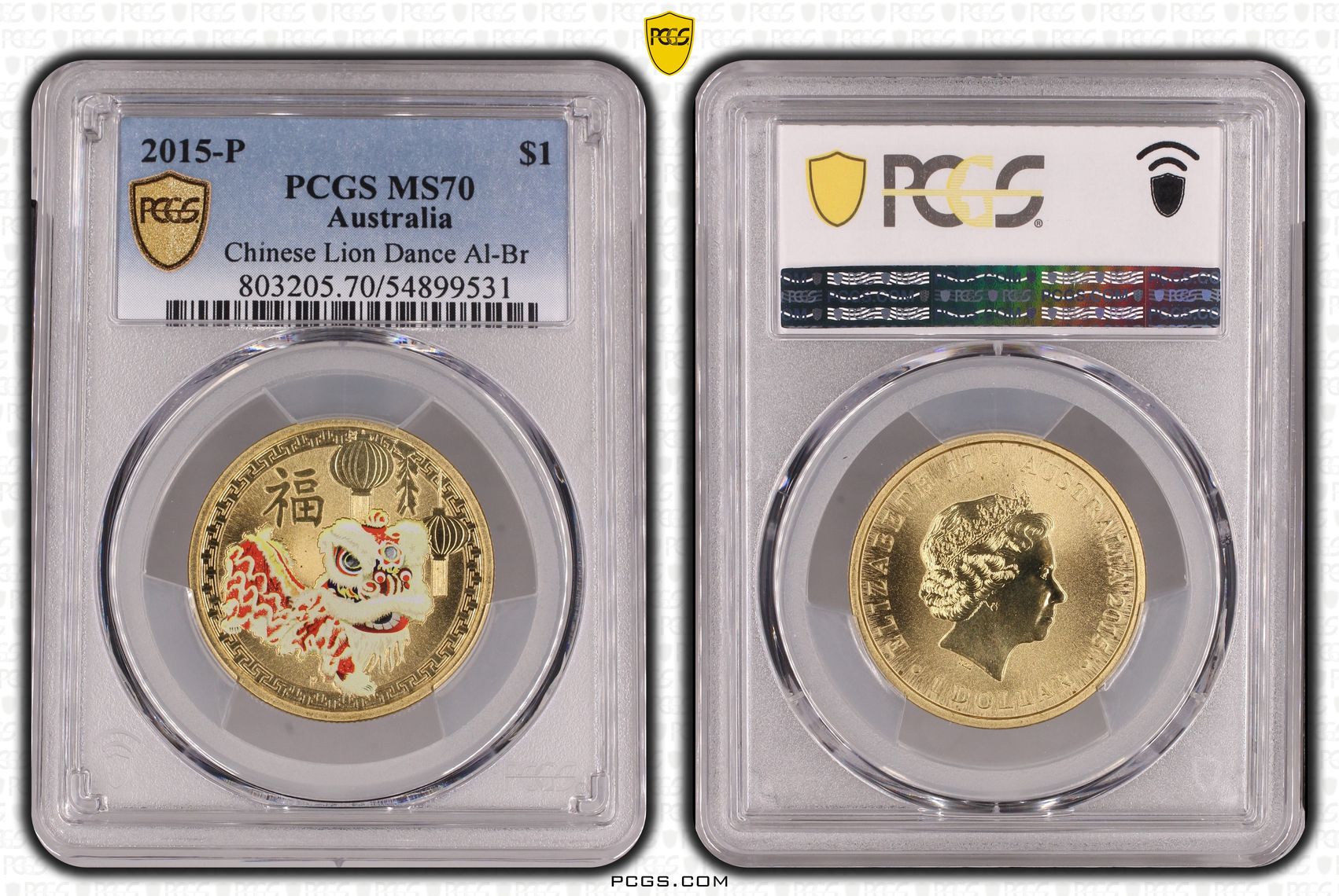 Chinese Lion Dance Al-Br, POP 3/0, One Dollar, 2015-P, PCGS MS70