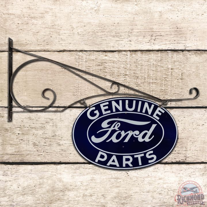Ford Genuine Parts 24" Double Sided Porcelain Oval Sign w/ Hanging Bracket