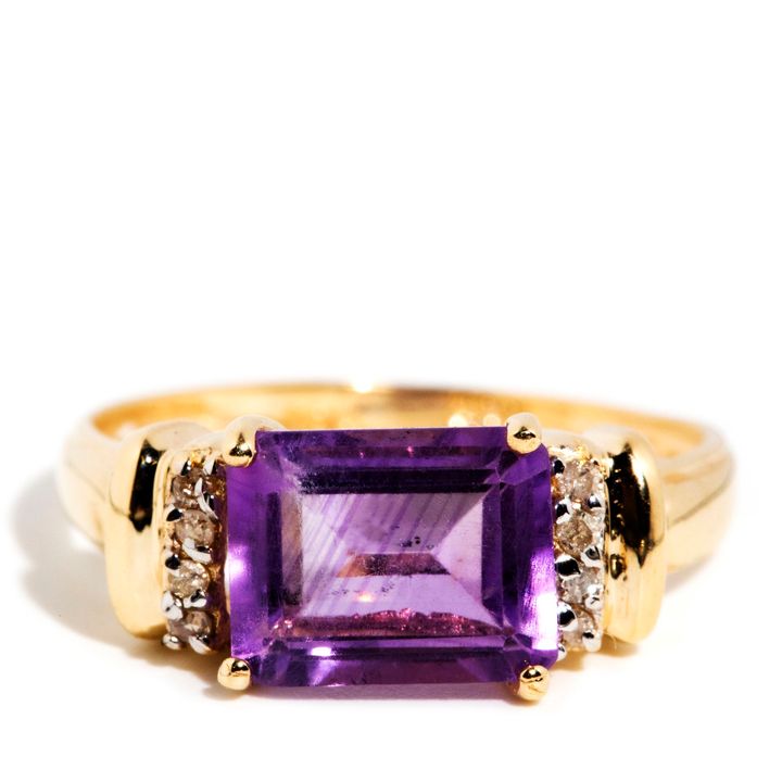 Amethyst & Diamond 9ct Gold Ring,