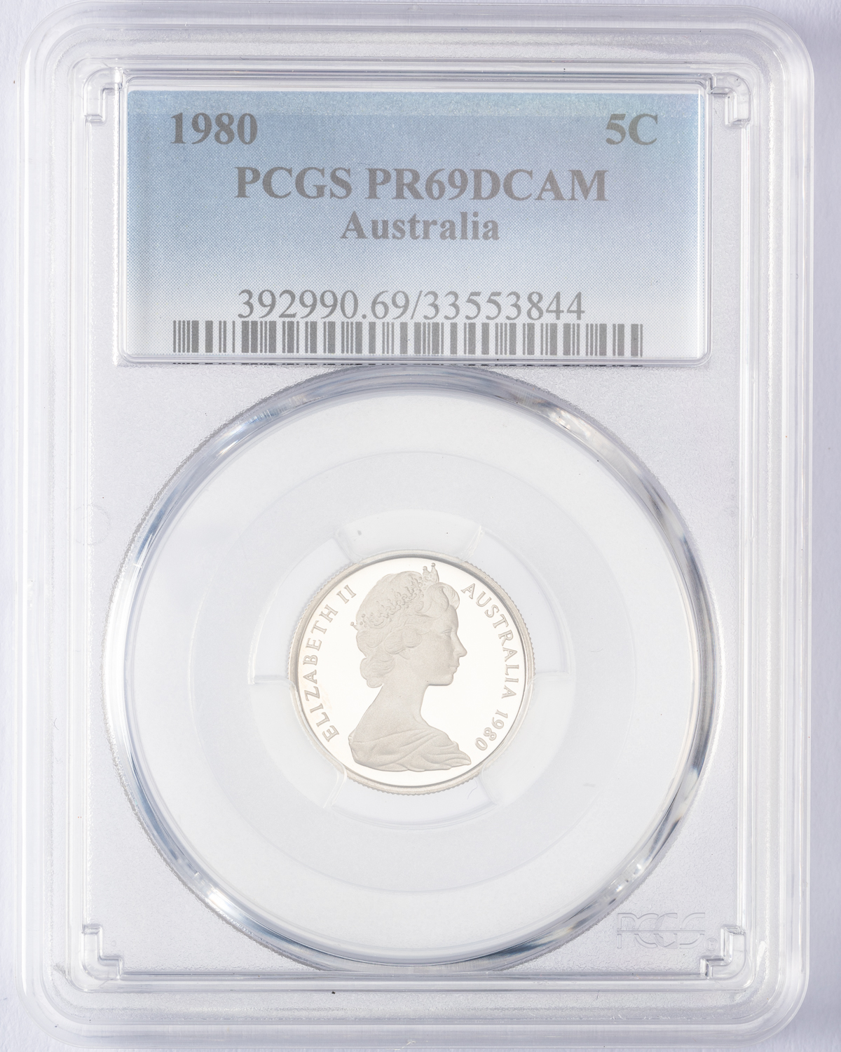 Elizabeth II, Five Cent, 1980, PCGS PR69DCAM