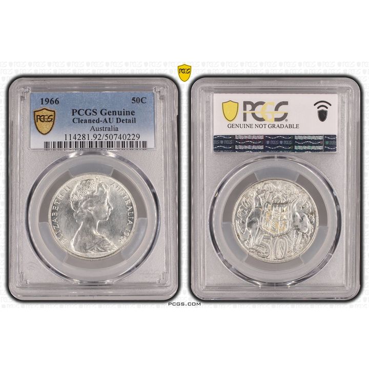Fifty Cent, 1966, PCGS Genuine  - AU Details (92 - Cleaned)