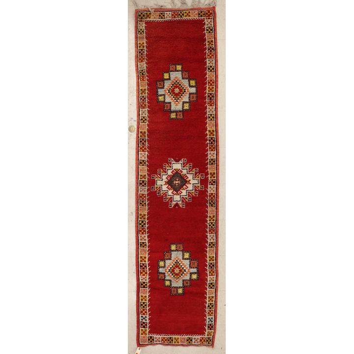 Old Caucasian Style Runner Rug 10'x2' Approx.