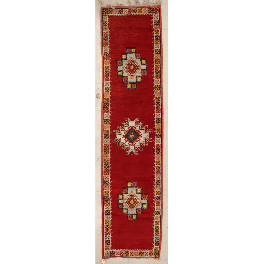 Old Caucasian Style Runner Rug 10'x2' Approx.
