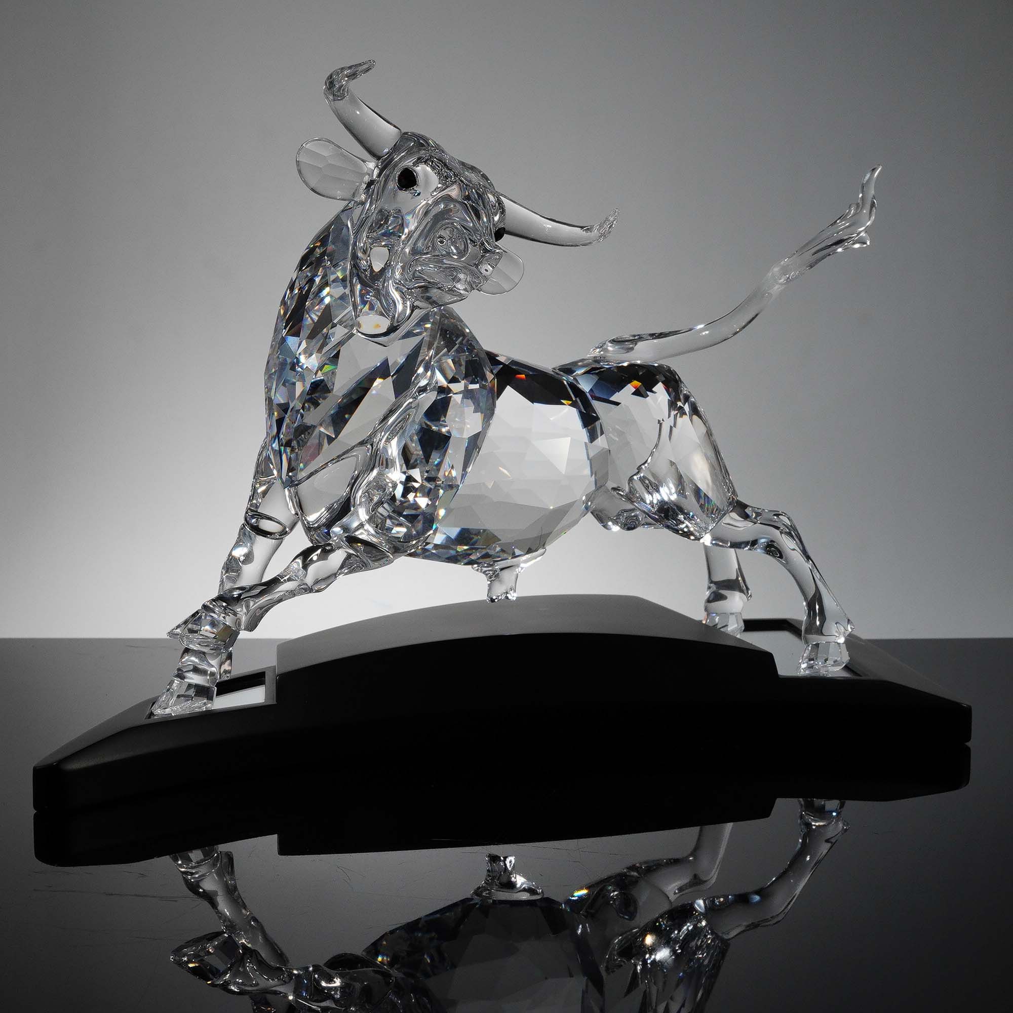 Swarovski Crystal Figurine, Limited Edition Bull with Base and