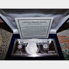 2000 - Four Troy ounce Silver dollar bill silver proof w/certificate of authenticity