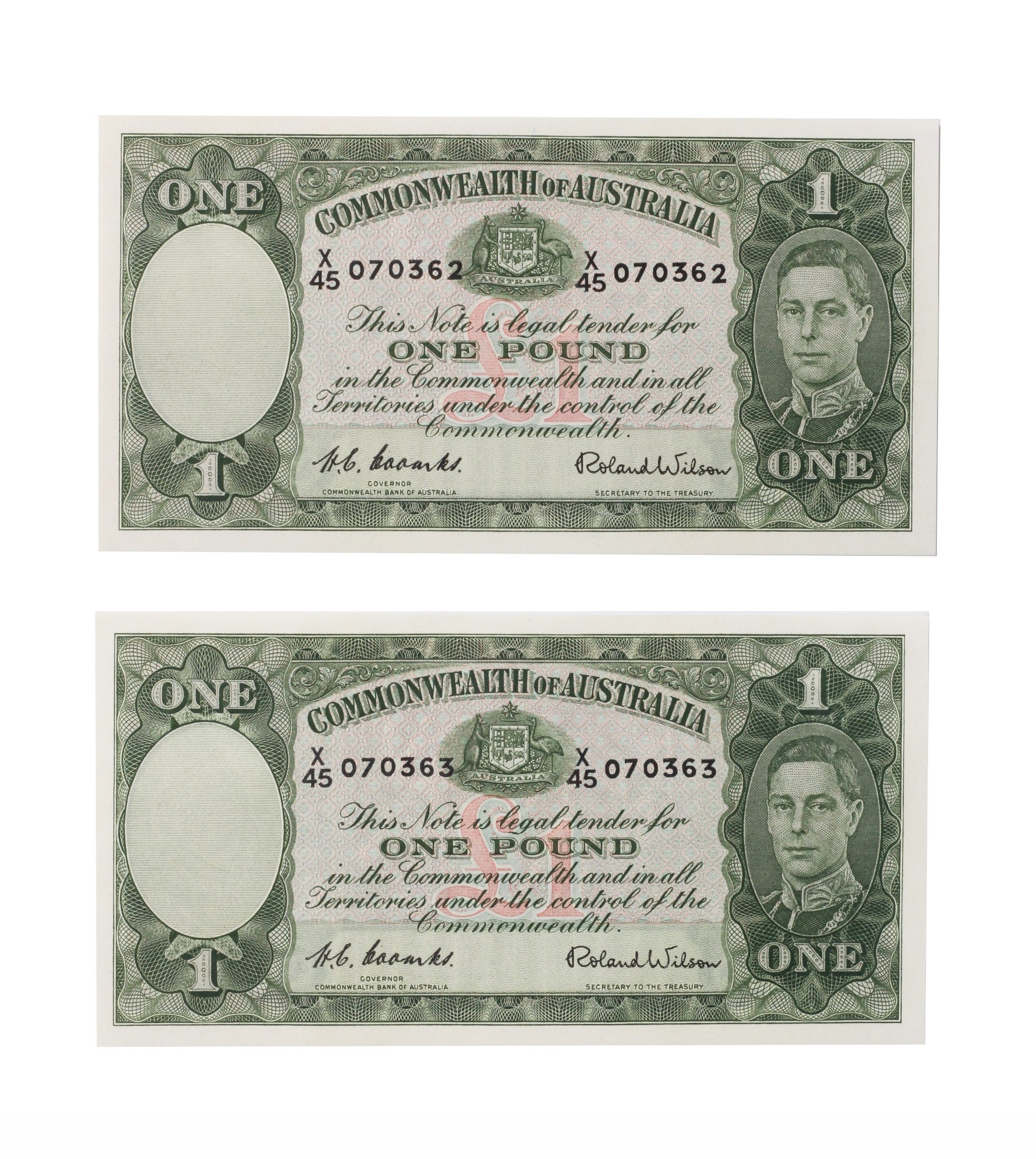 1895. · Coombs/Wilson, One Pound, 1952, Uncirculated