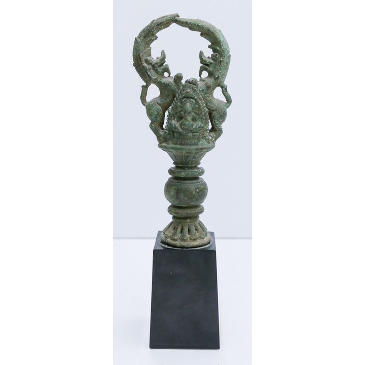 Ancient Khmer Cambodian Vajara Bronze Bell Handle