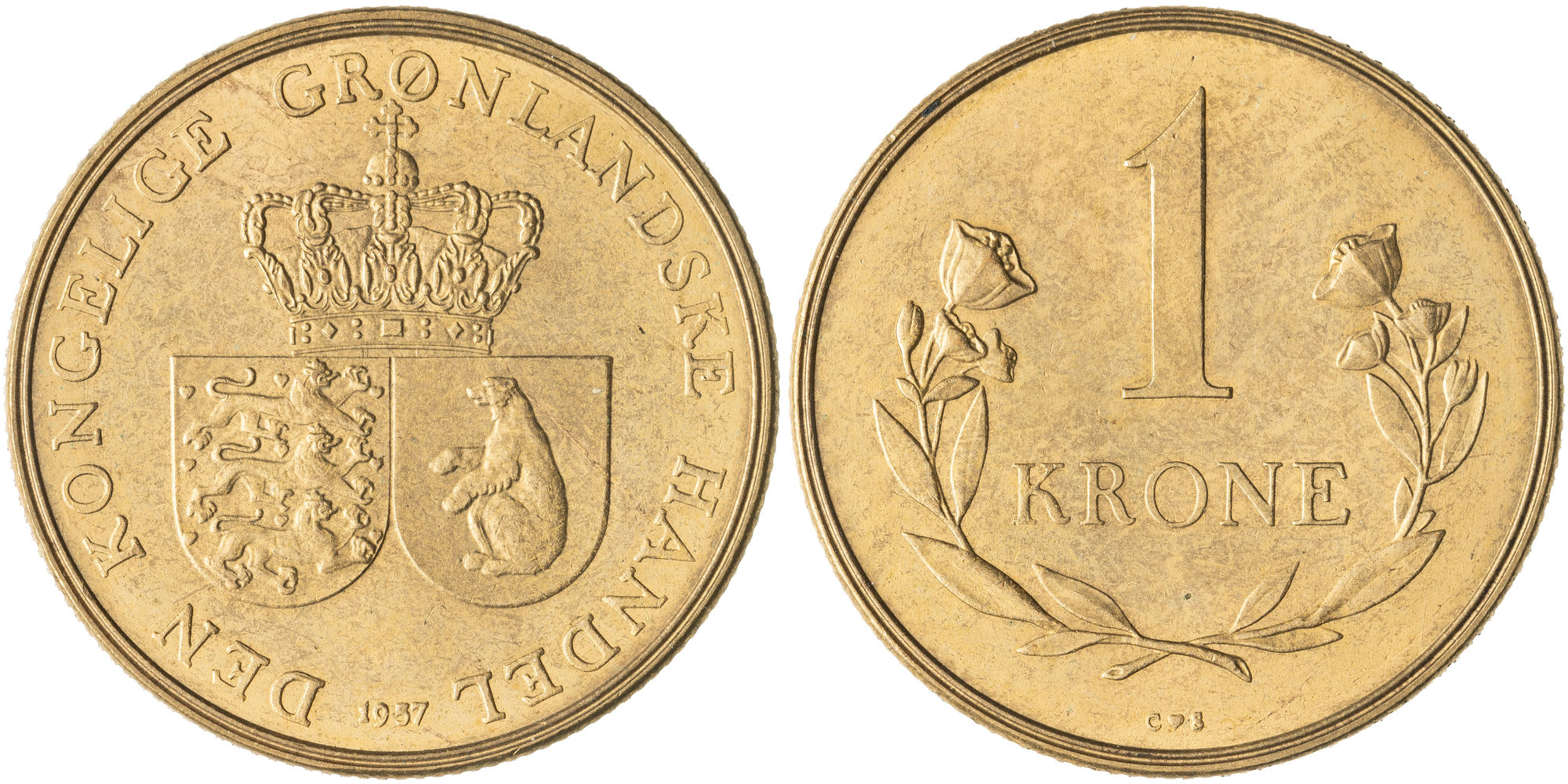 Greenland, Frederik IX, One Krone, 1957, UNC