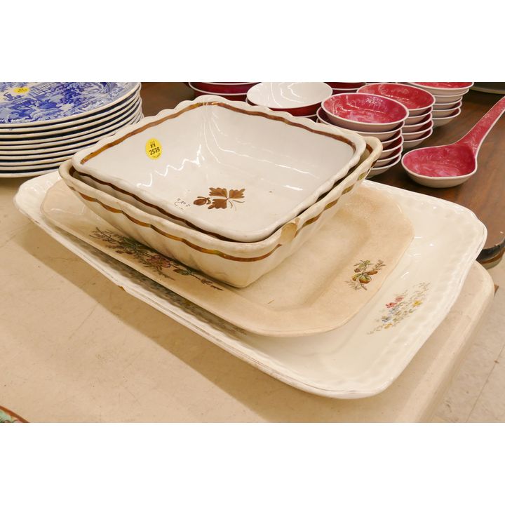 4pc Antique Tea Leaf Luster & Transferware Bowls and Platers (#3,4,5) 8-15''
