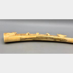 Fossilized Ivory Walrus Tusk Cribbage Board