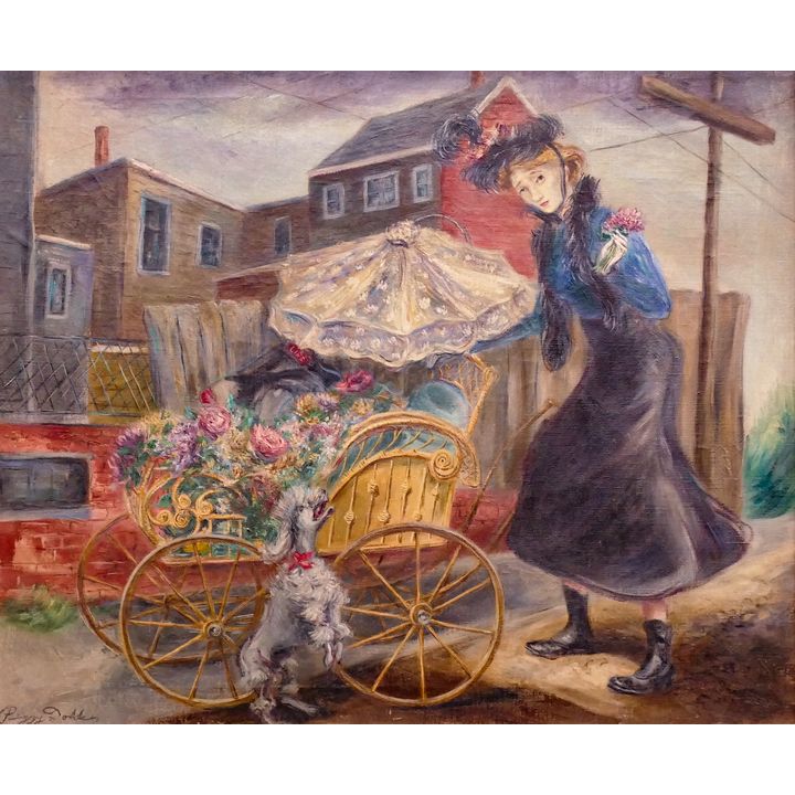 Peggy (Williams) Dodds (1900-1987 New York) WPA-era Flower Vender Oil