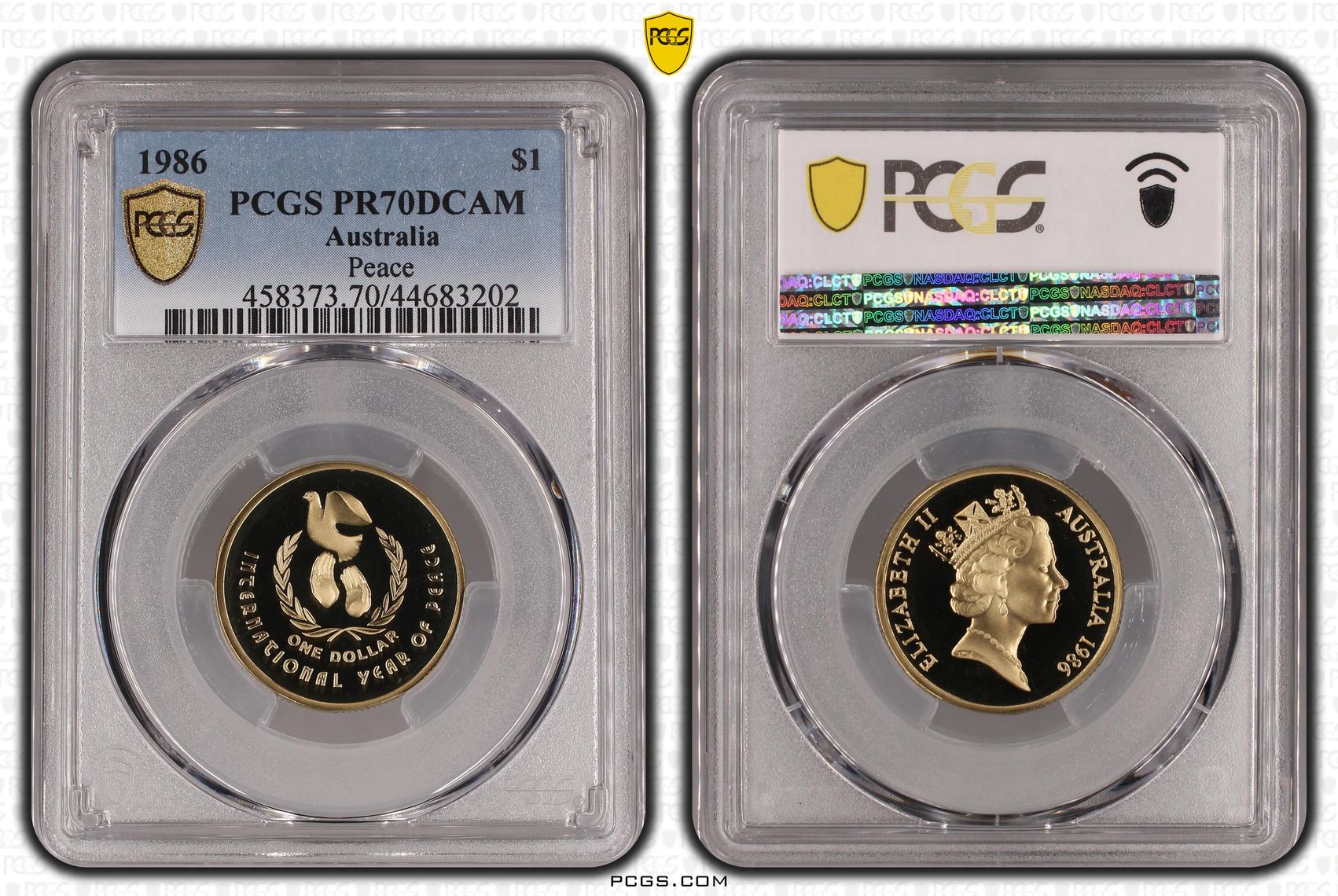 Elizabeth II, Peace, One Dollar, 1986, PCGS PR 70DCAM