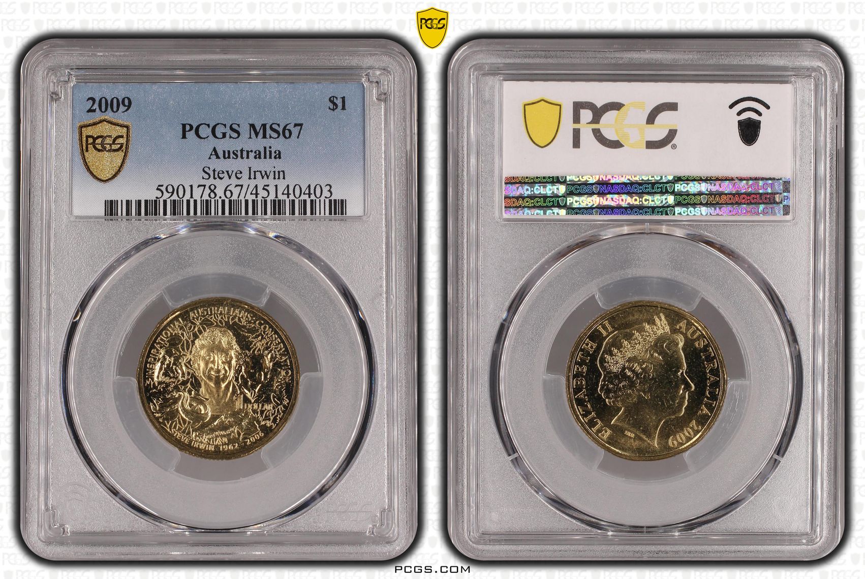 2009 Australia One Dollar, $1 Steve Irwin PCGS - MS67 POP 11/0 -403