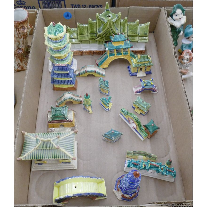 Box Chinese Pagoda Miniatures etc.