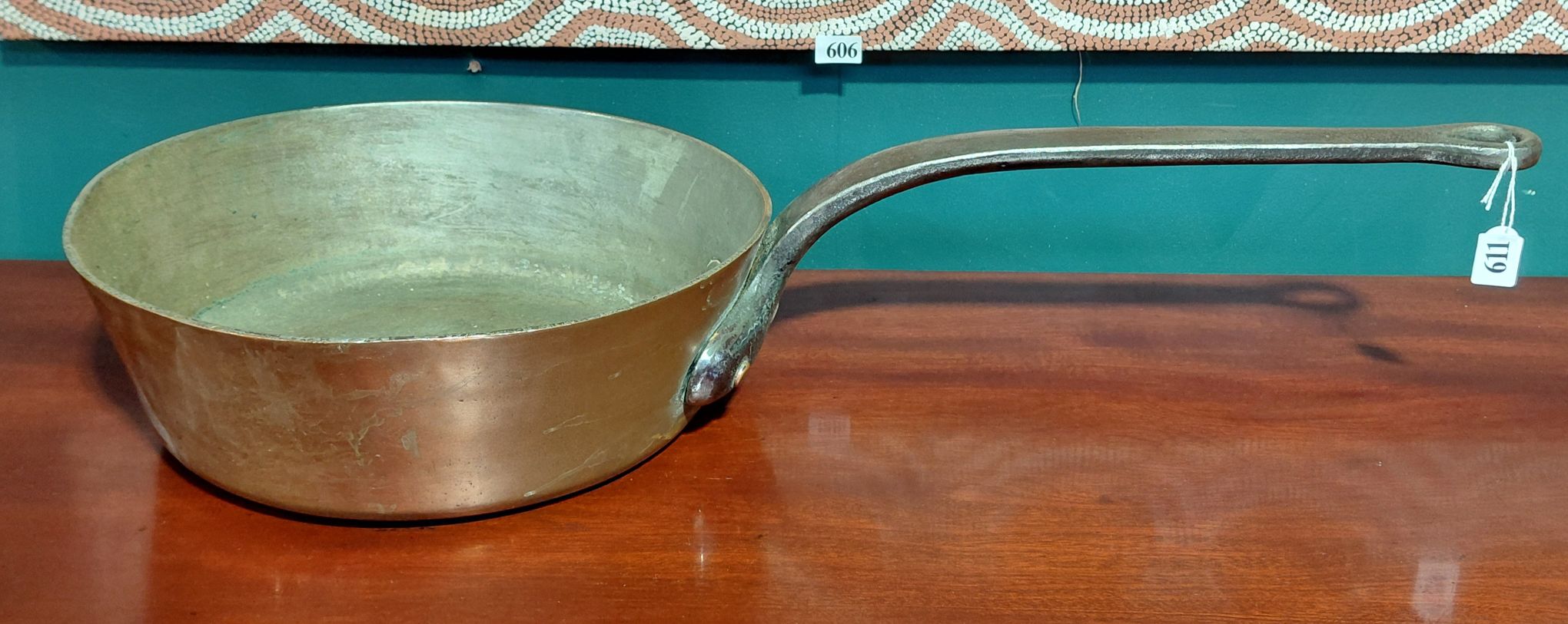 611 · AN ANTIQUE COPPER JAM PAN