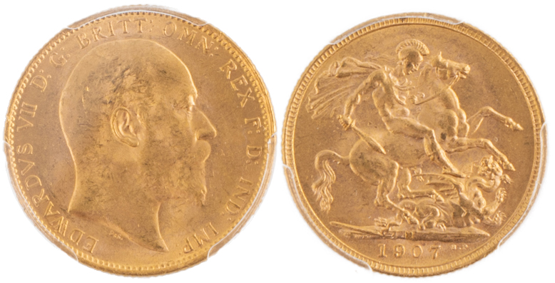 Edward VII, Sovereign, 1907-M, PCGS MS 63