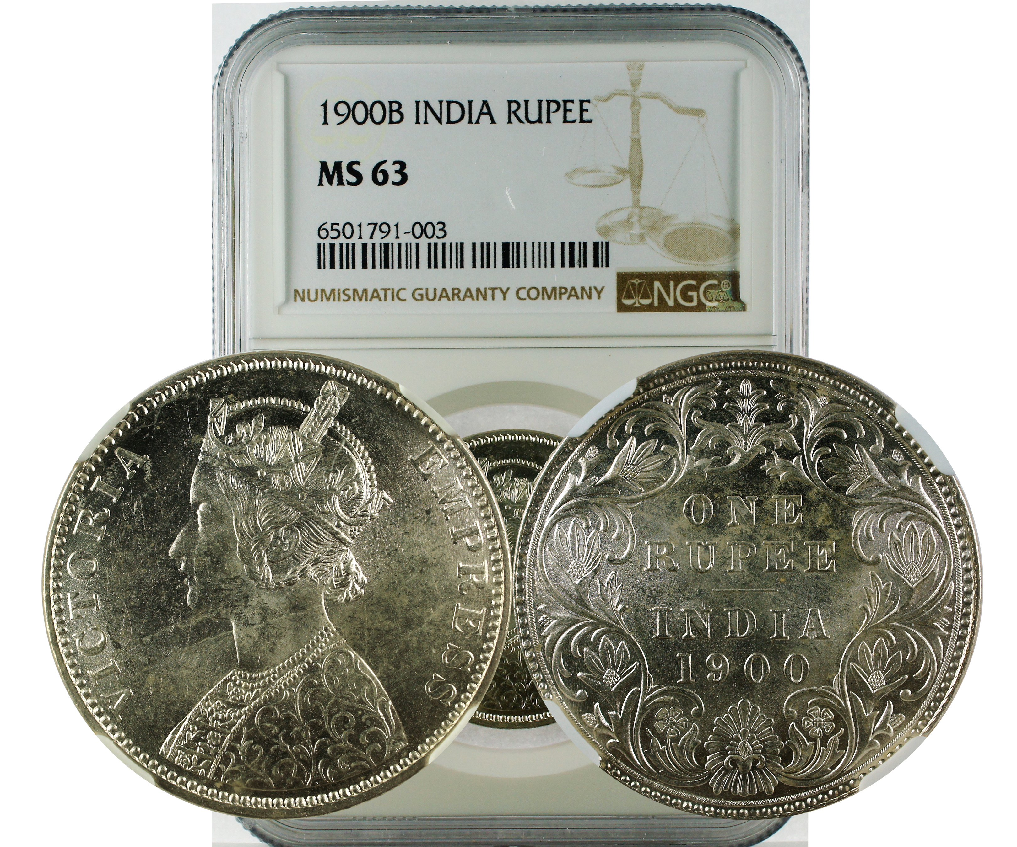 1900B INDIA RUPEE MS 63