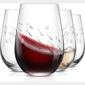 SHOSHIN STEMLESS WINE GLASS, 18OZ WINE GLASSES SET OF 4, HAND CUT PREMIUM UNIQUE WINE GLASSES, CRYSTAL WINE GLASS FOR RED AND WHIT