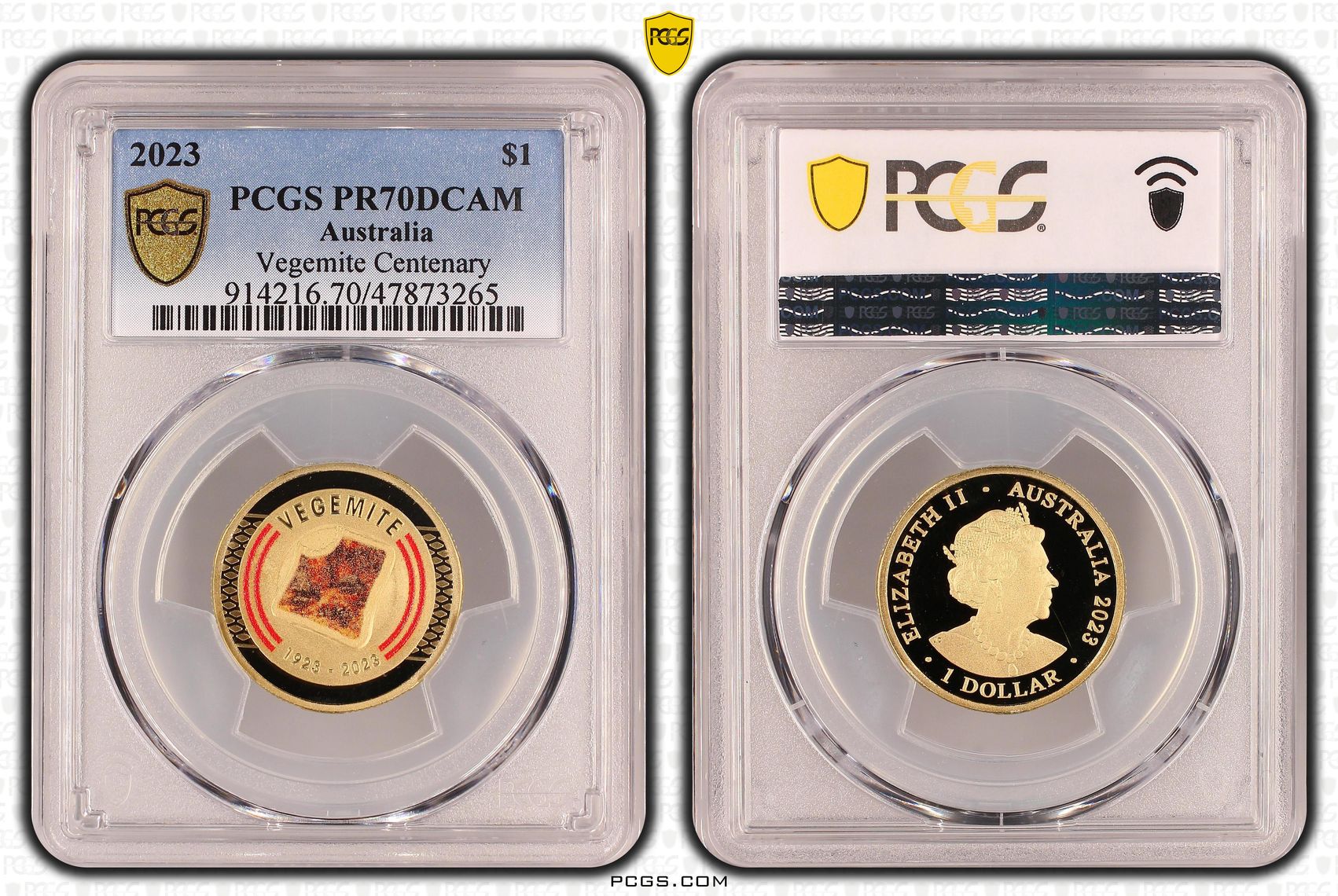 Vegemite Centenary - Colorized, One Dollar, 2023, PCGS PR70DCAM