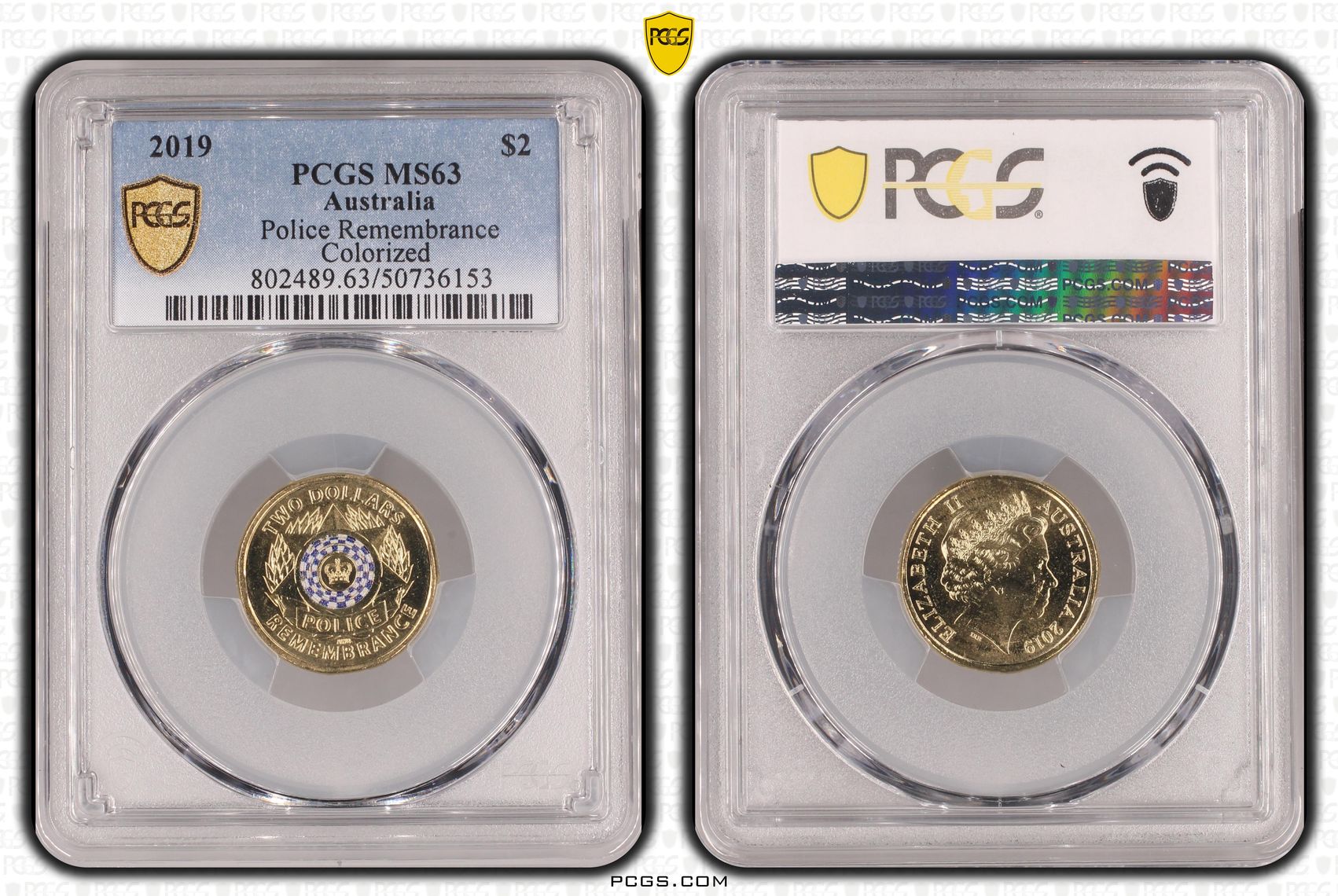 Police Remembrance Colorized, Two Dollar, 2019, PCGS MS63