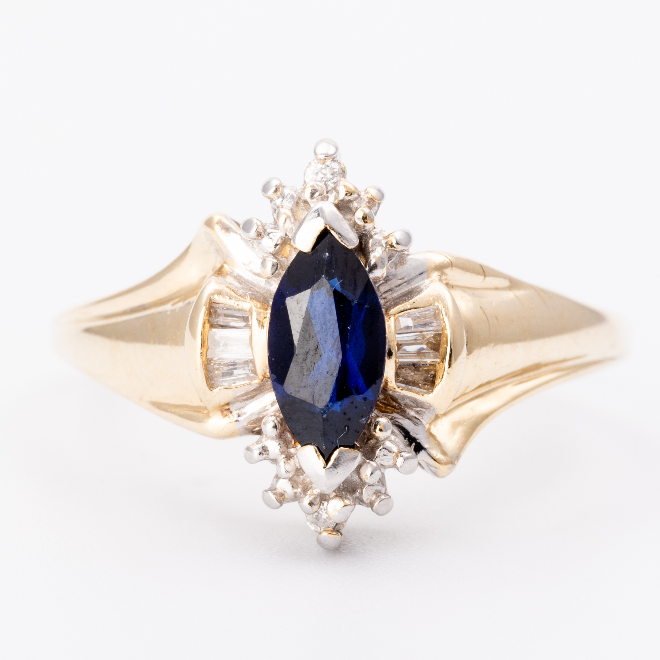 Diamond & Blue Stone Ring 9ct Gold