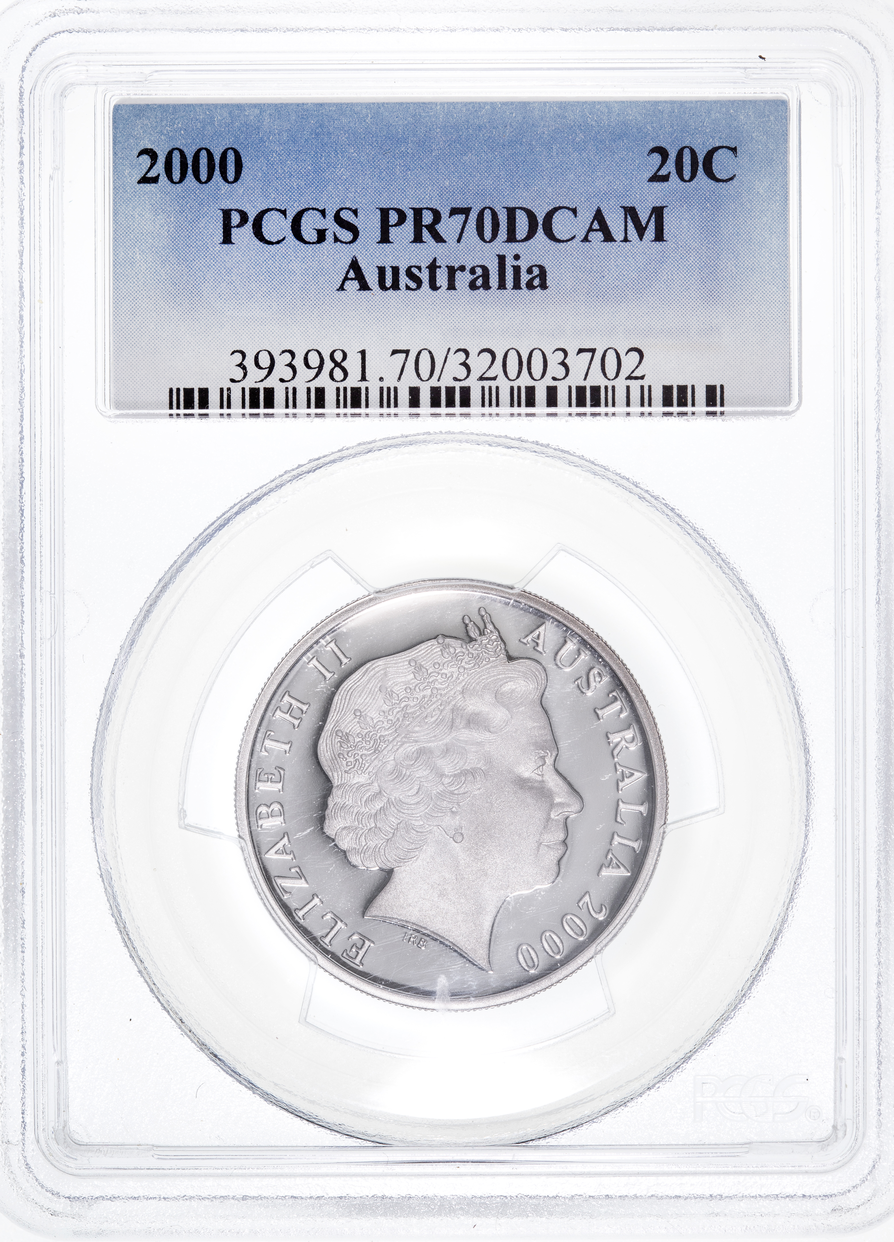 Top pop, Twenty Cent, 2000, PCGS PR70DCAM
