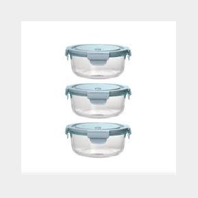 Set of 3 Glass Lunch Boxes - Blue -Bar 9902168817258- 51745/18730 SN B2 (S1)
