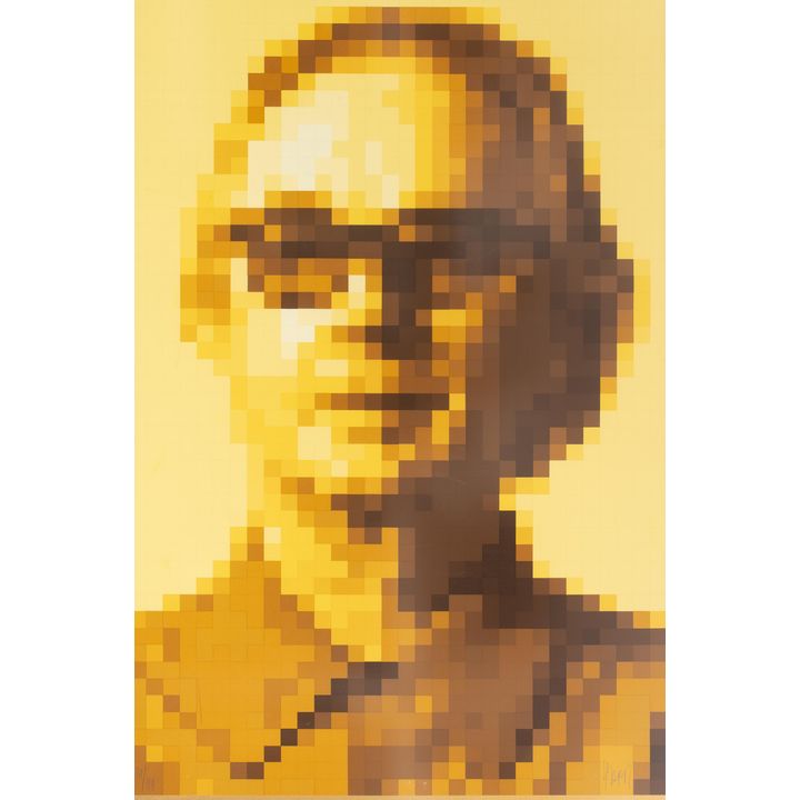 Victor Vasarely | Autoportret pikselowy na złotym papierze