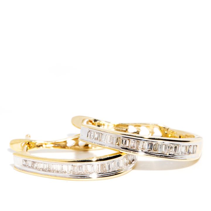 9 Carat Gold Diamond Hoop Earrings