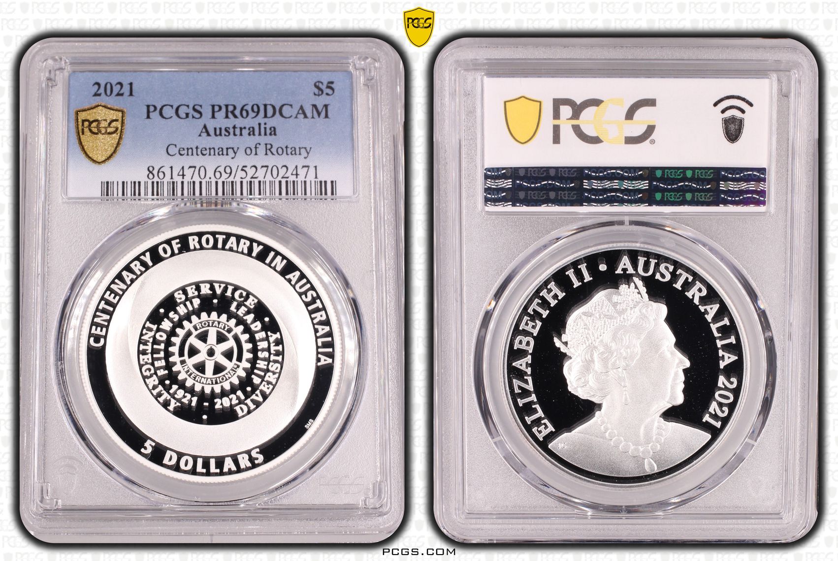 Centenary of Rotary, Five Dollars, 2021, PCGS PR69DCAM