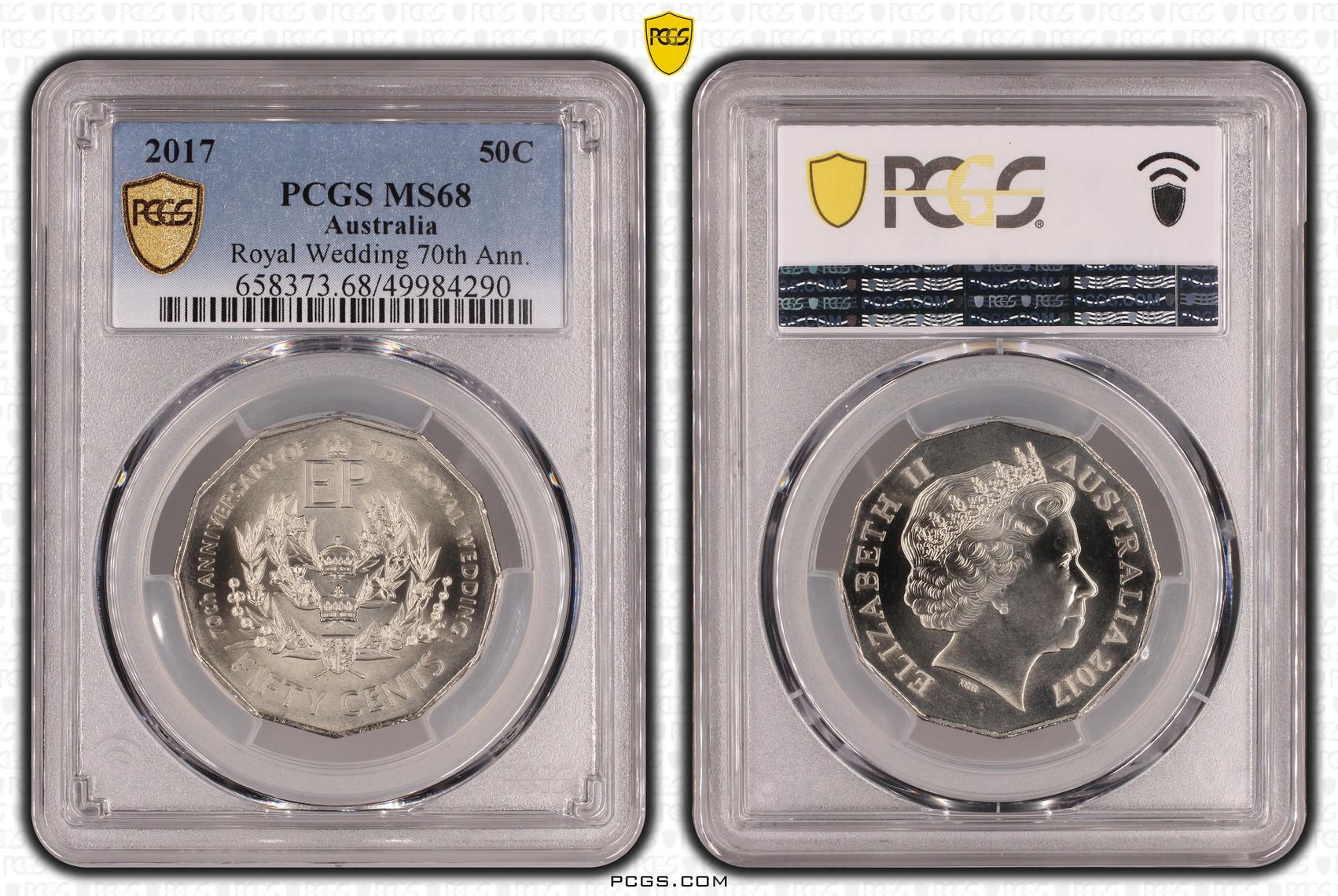 Royal Wedding 70th Anniversary , Fifty Cent, 2017, PCGS MS68