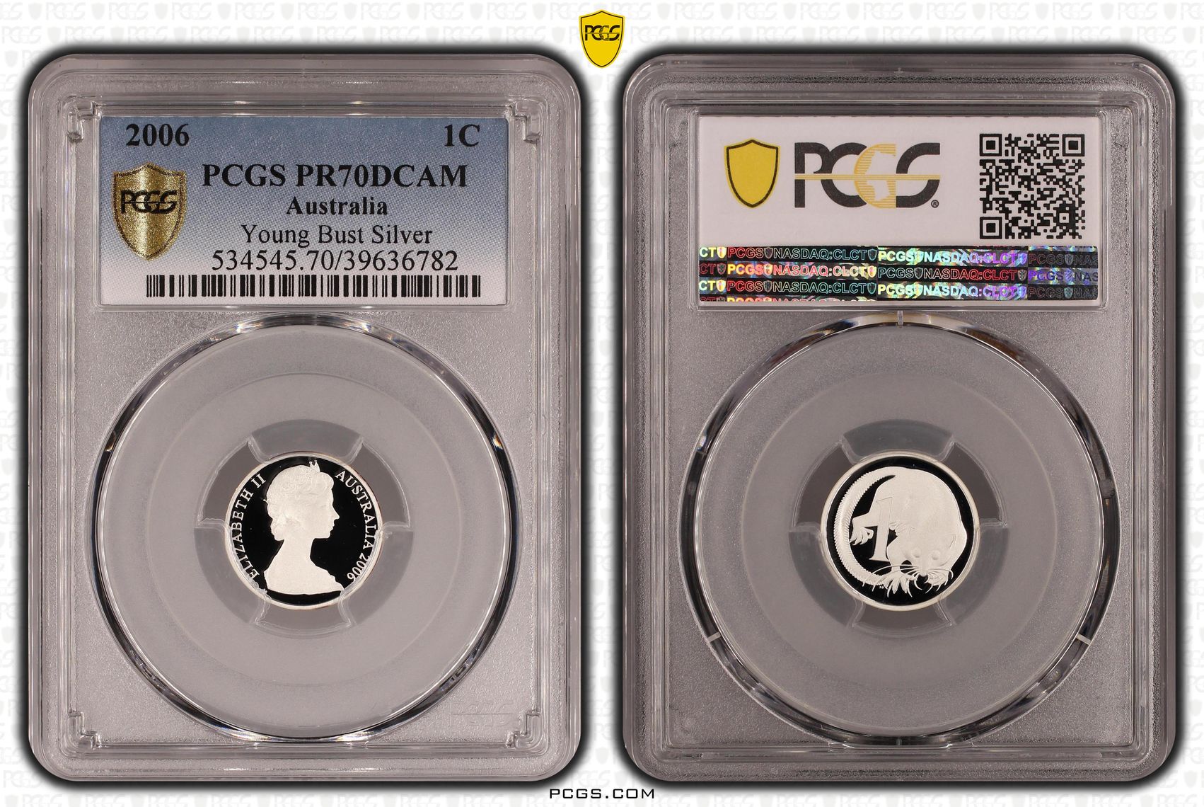22 · 2006 Australia One Cent, 1c Silver Young Head PCGS - PR70DCAM POP 9/0 -782