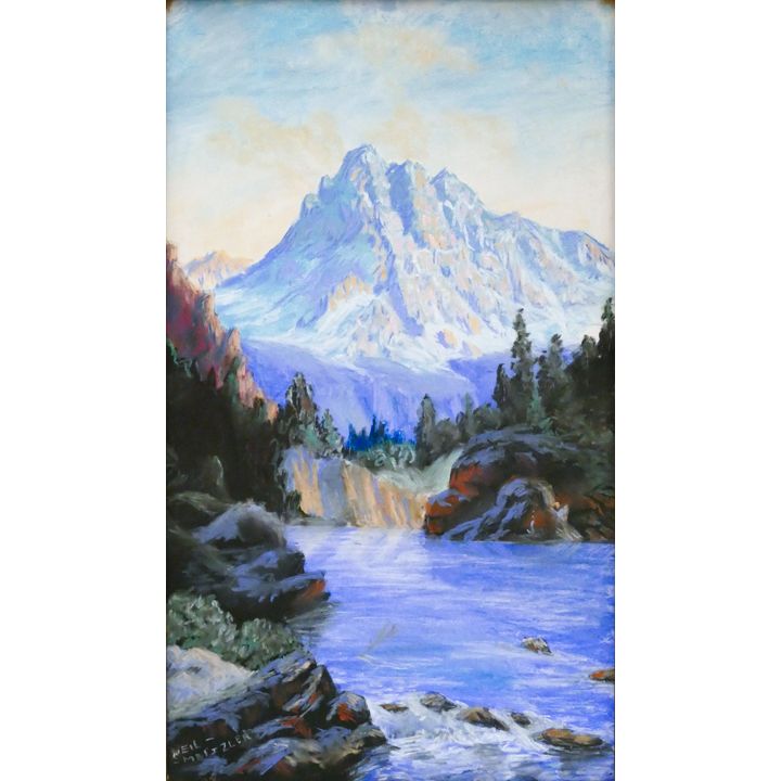 Early Neil Meitzler ''Mountain Landscape'' Pastel on Paper