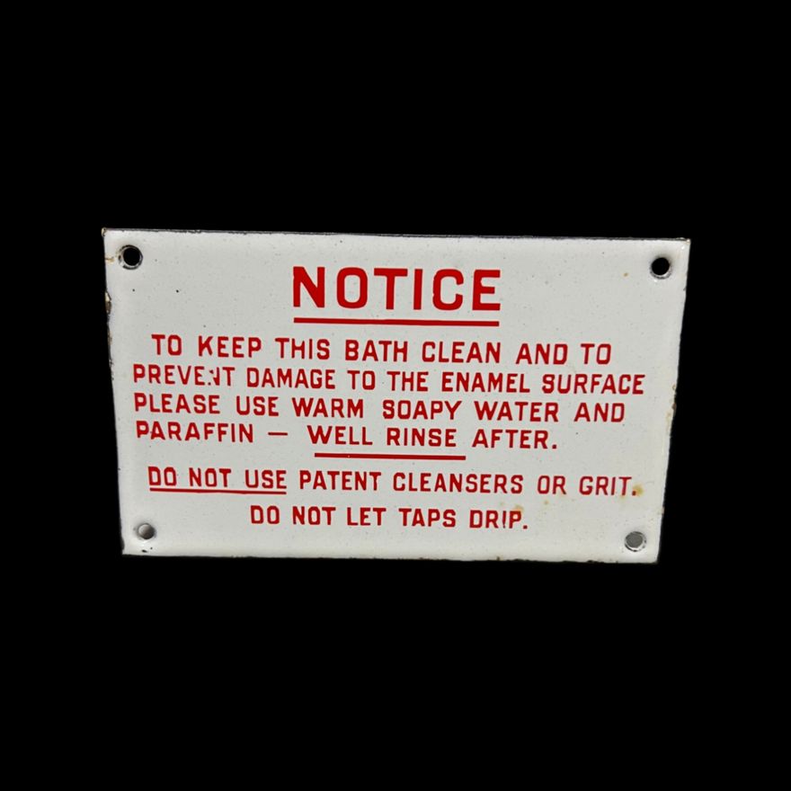 Notice Keep Bath Clean Bathroom Porcelain Sign