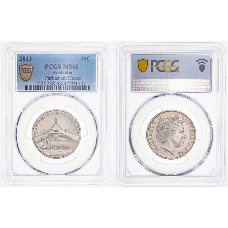 Parliament House, Twenty Cent, 2013, PCGS MS 68