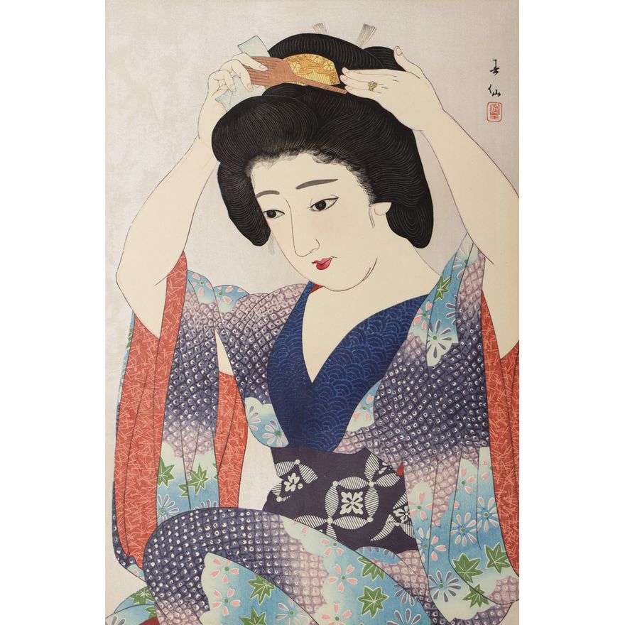 Natori Shunsen ''Long Undergarment'' Woodblock Print