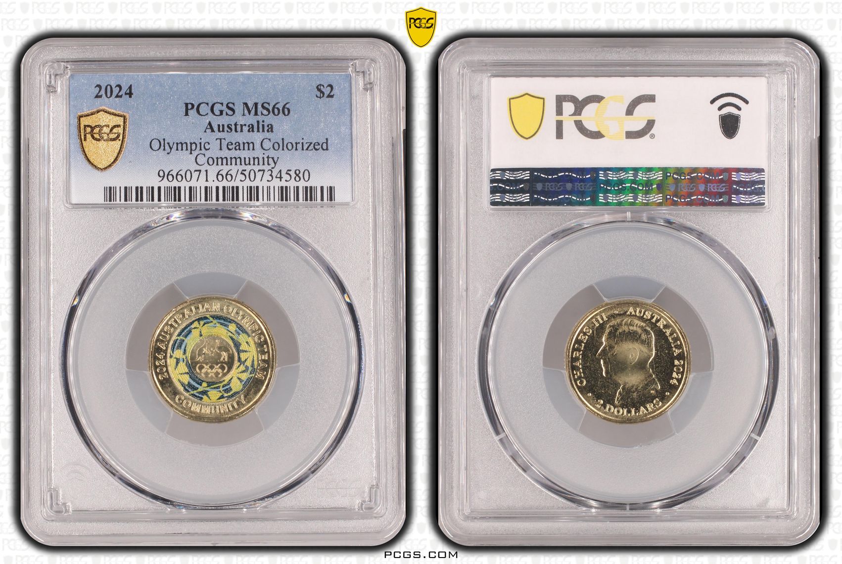 Olympic Team Colorized Community , Two Dollar, 2024, PCGS MS66