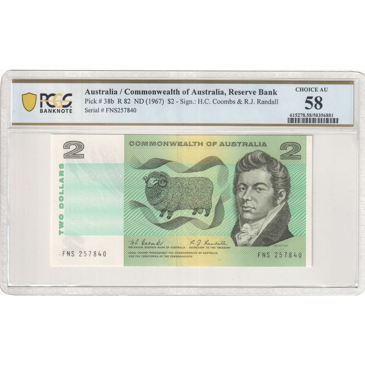 Coombs/Randall,Two Dollar, ND (1967), PCGS Choice AU 58