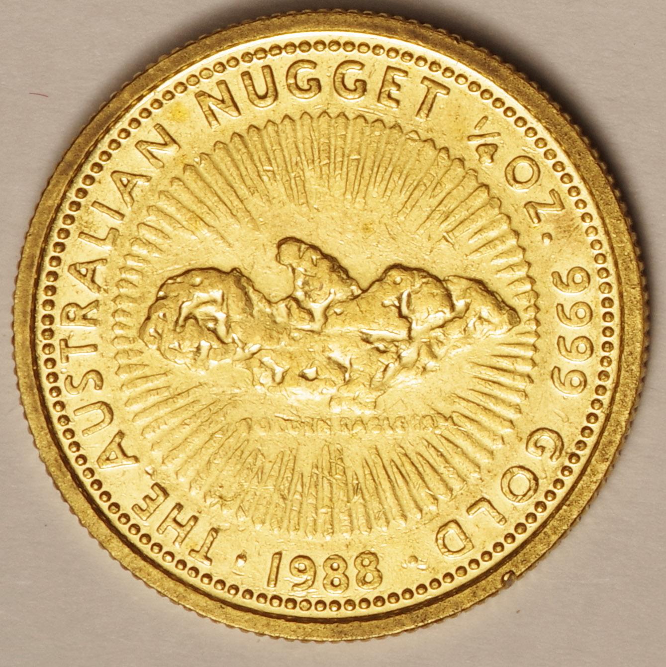 ｵｰｽﾄﾗﾘｱ-Australia ナゲット 25ドル金貨 1/4オンス 1988年 KM90