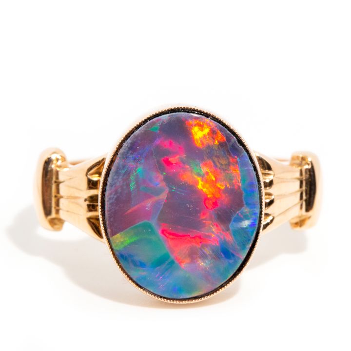 15 Carat Rose Gold Ring with Opal Doublet
