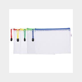 Treeline Clear PVC Book Bags with Assorted Colour Binding and Zip Pack 4 |