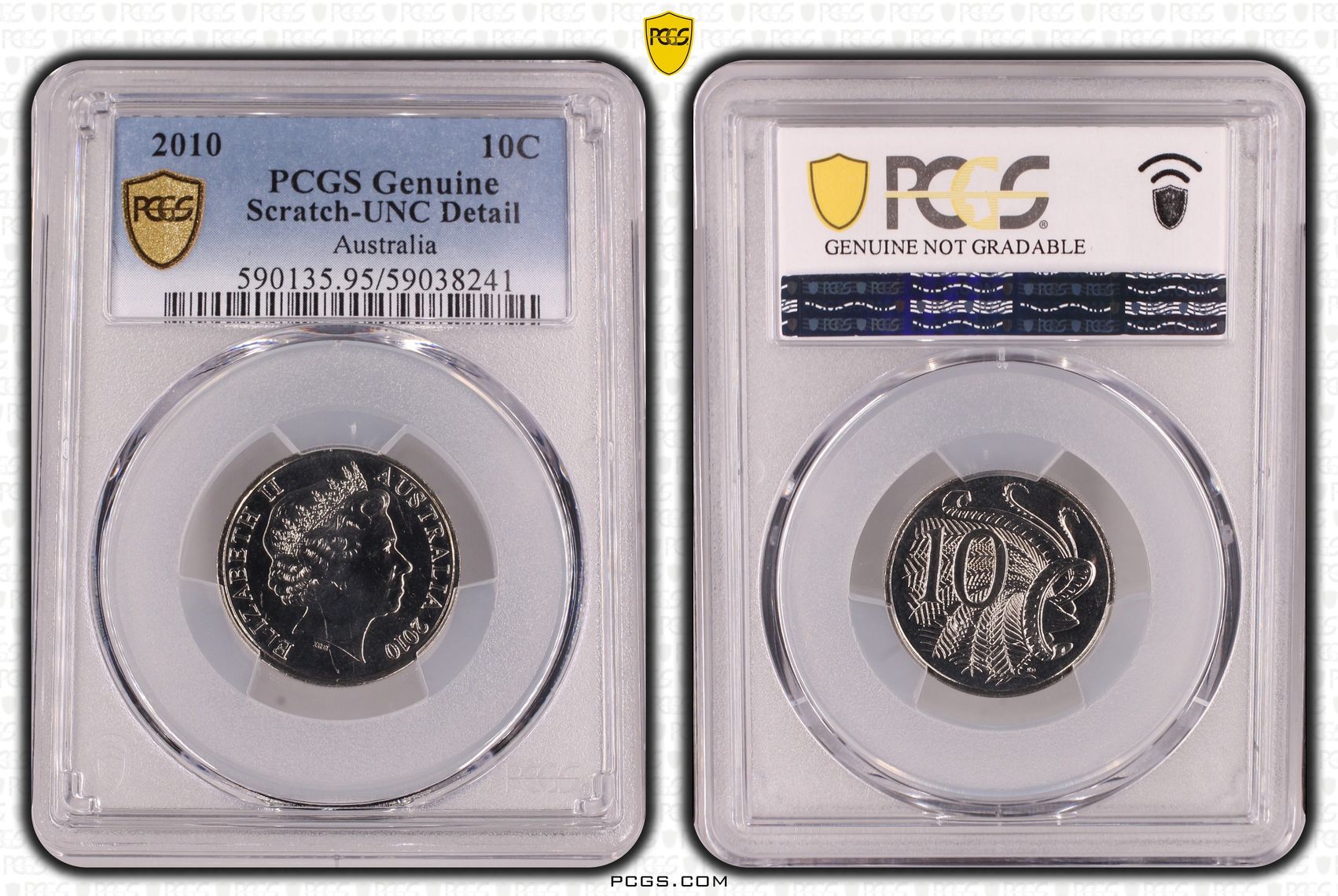 Ten Cent, 2010, PCGS Genuine - UNC Details (95 - Scratch)