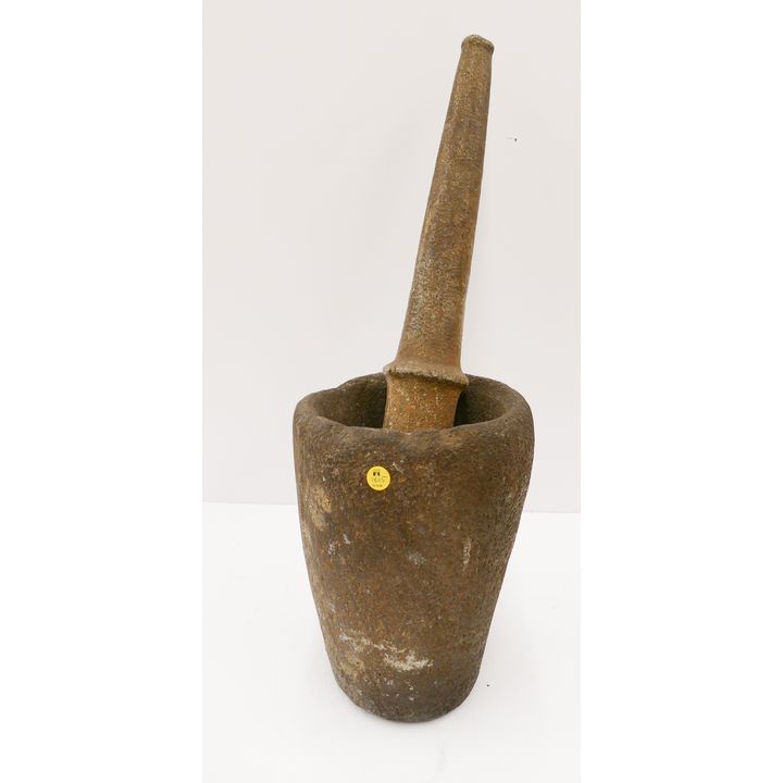 Large Native Volcanic Stone Mortar & Pestel- Mortar 12'' tall and 8.5'' diameter, pestle 24''.